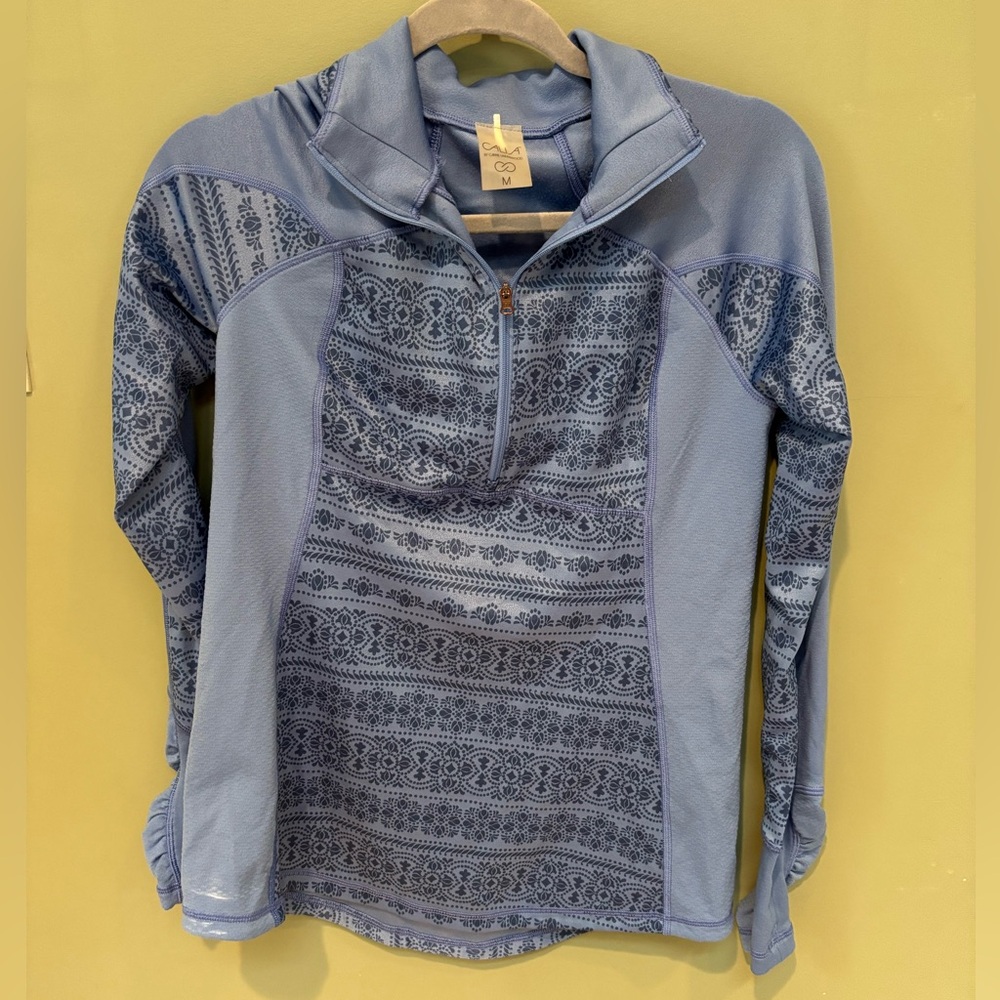 CALIA by Carrie Underwood Light Blue Patterned Zip-Up
